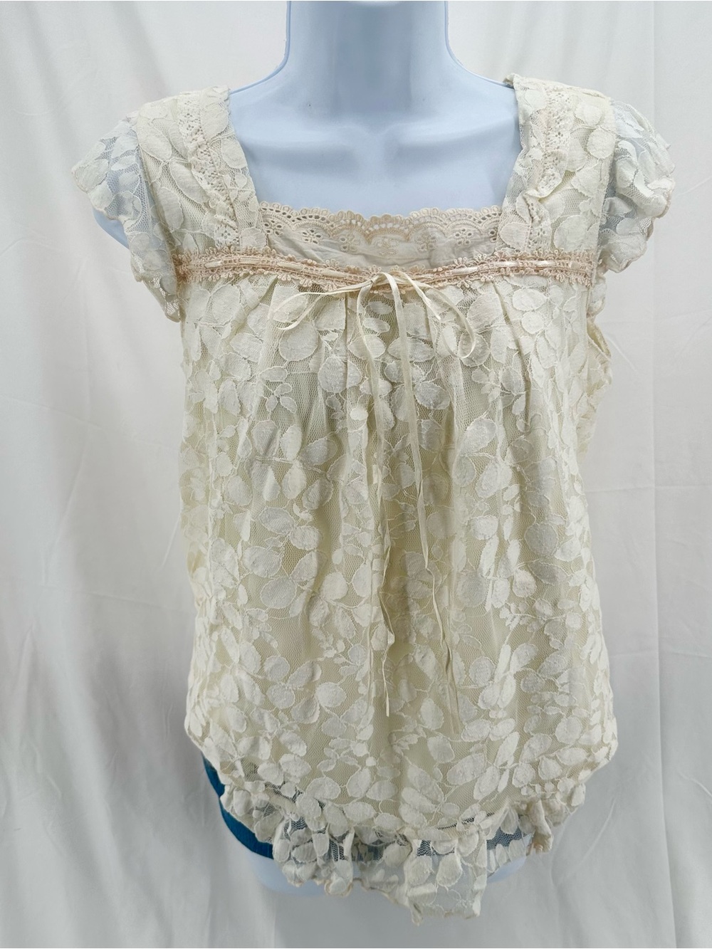 Coquette Boho Babydoll Y2K Forever 21 Lace Flowy Top